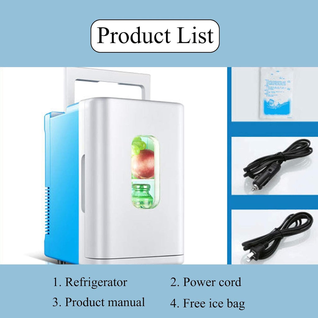 10L Car Refrigerator Double Layer Mini Fridge for Bedroom Cold Storage Fresh AC/DC Portable Thermo Electric Cooler and Warmer Single Core Portable Freezer (White)