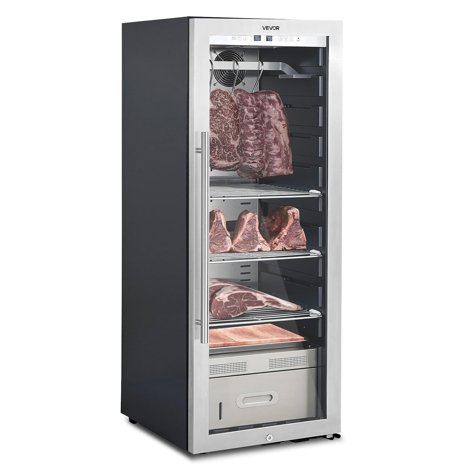 VEVOR 232 LBS Dry Aging Fridge for Steaks, Dry Ager Refrigerator for Meat with Precise Temperature & Humidity Control, Freestanding Beef Aging Machine Refrigerator, Himalayan Salt Not Included