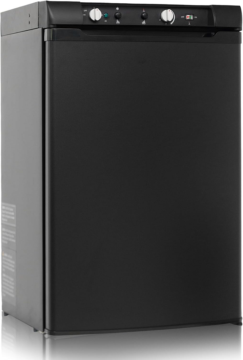 Smad RV Refrigerator 3.5 Cu.ft, 3 Way Propane Refrigerator LPG/110V/12V, RV Fridge with Freezer, Outdoor Kitchen Fridges for Camper, Semi Truck, Campervan, Travel, Black
