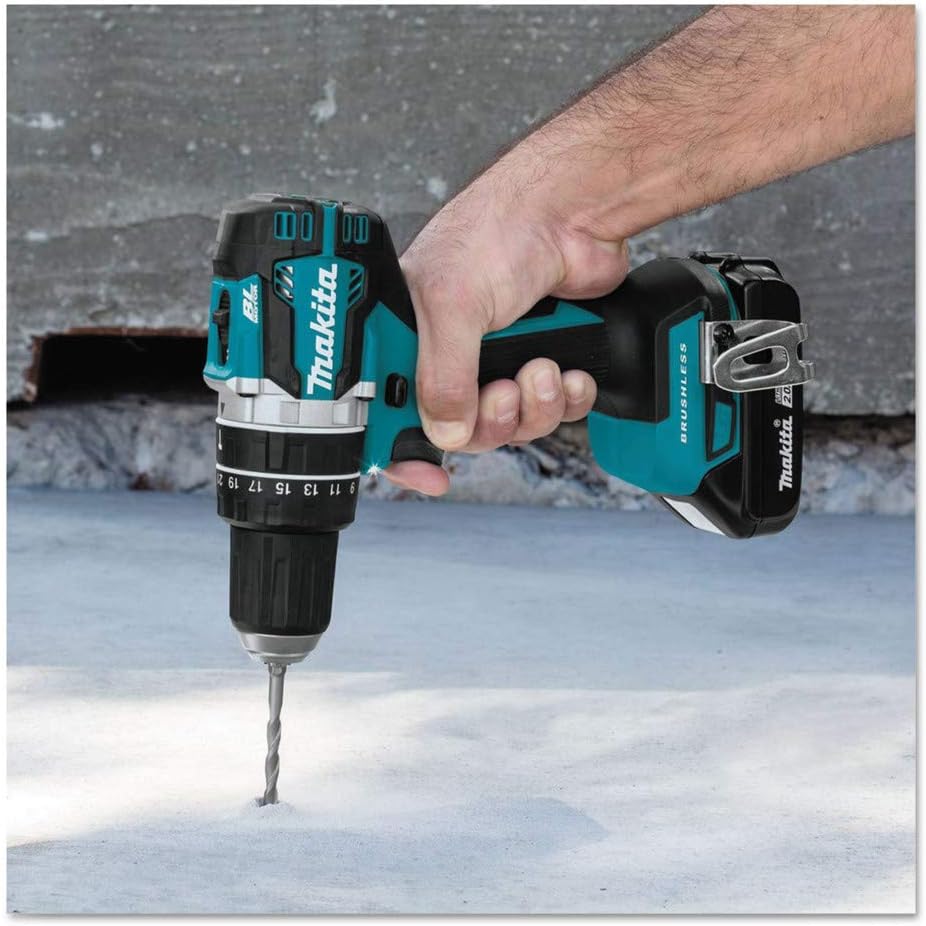 Makita XPH12R 18V LXT Lithium-Ion Compact Brushless Cordless 1/2' Hammer Driver-Drill Kit (2.0Ah),