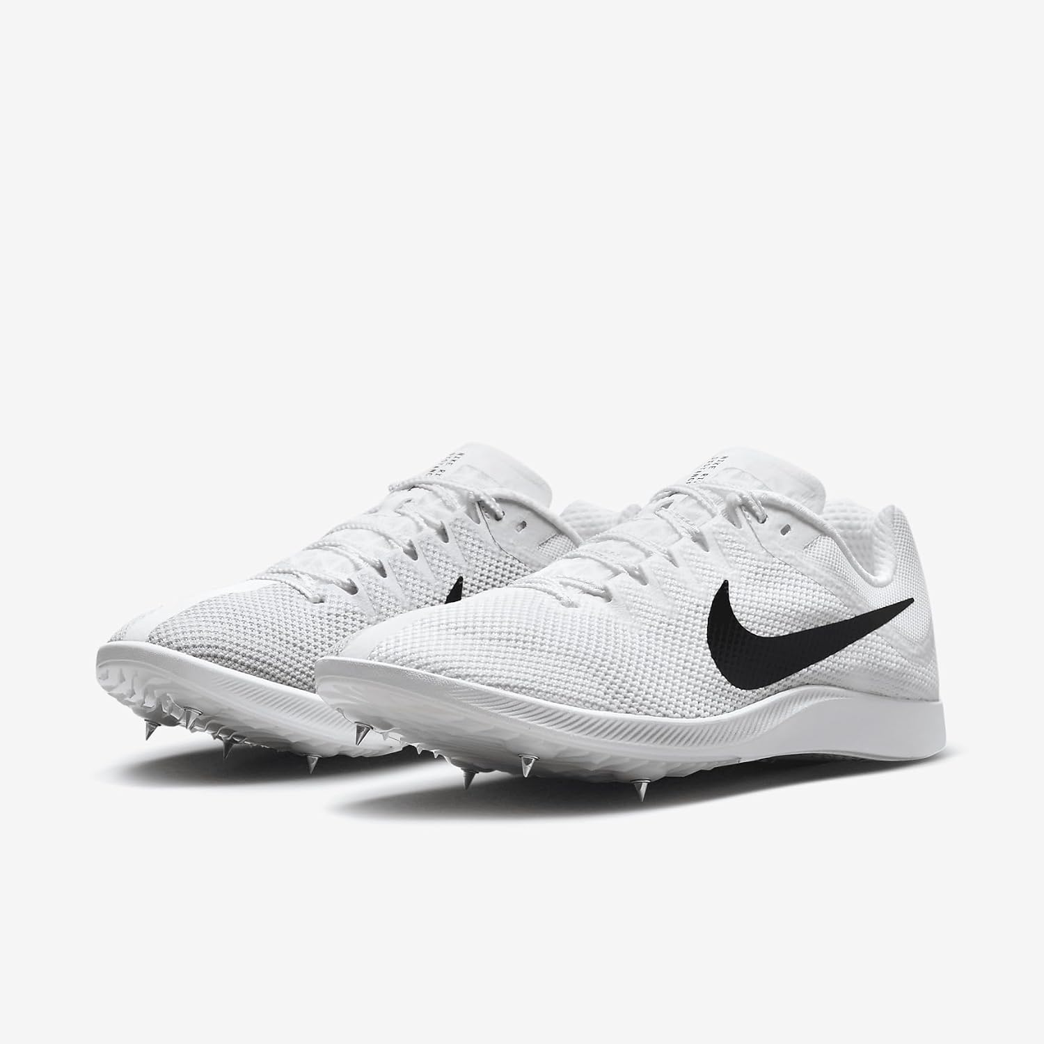 Nike Zoom Rival Distance Track & Field Distance Spikes, White/Black-Metallic Silver, 7