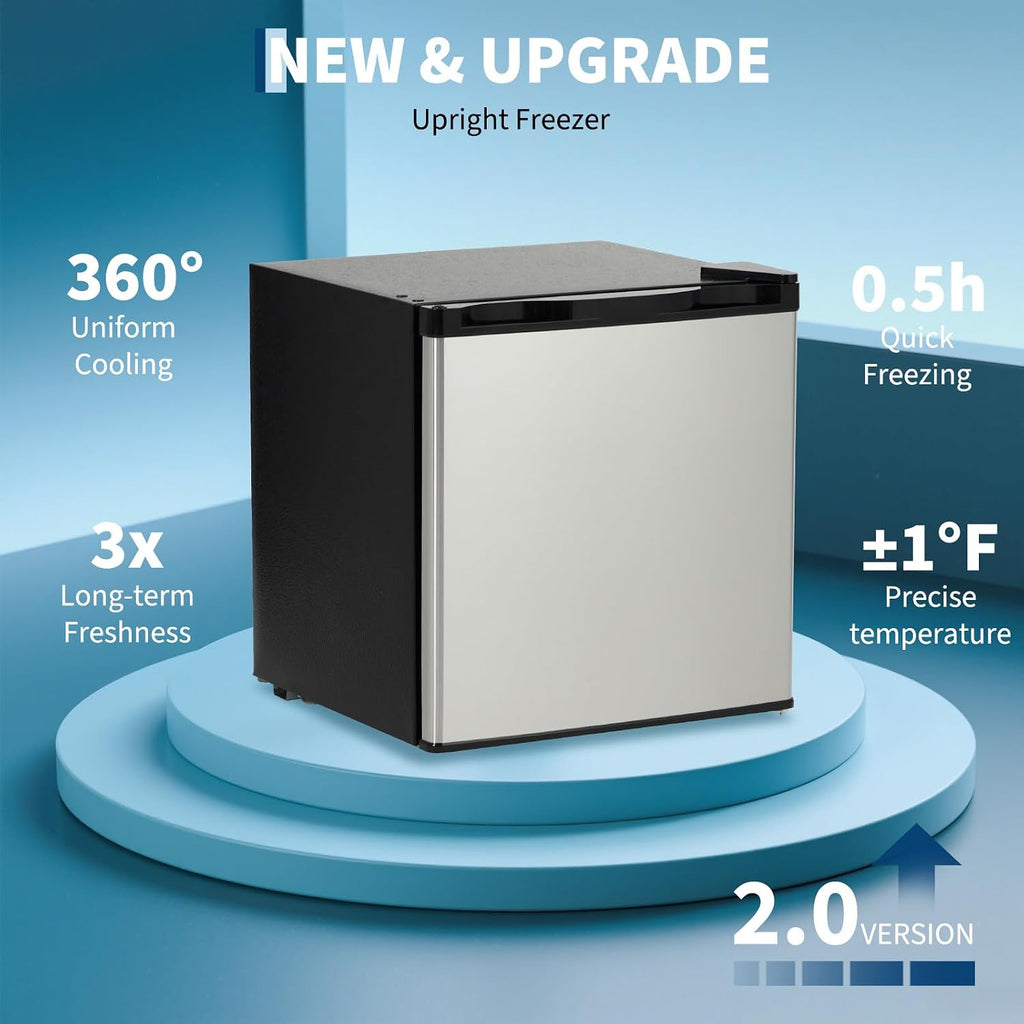 Mini Fridge with Freezer, 1.7 Cu.Ft - Compact Single Door Refrigerator with Adjustable Thermostat, Removable Glass Shelves | Ideal for Dorm, Bedroom, Apartment