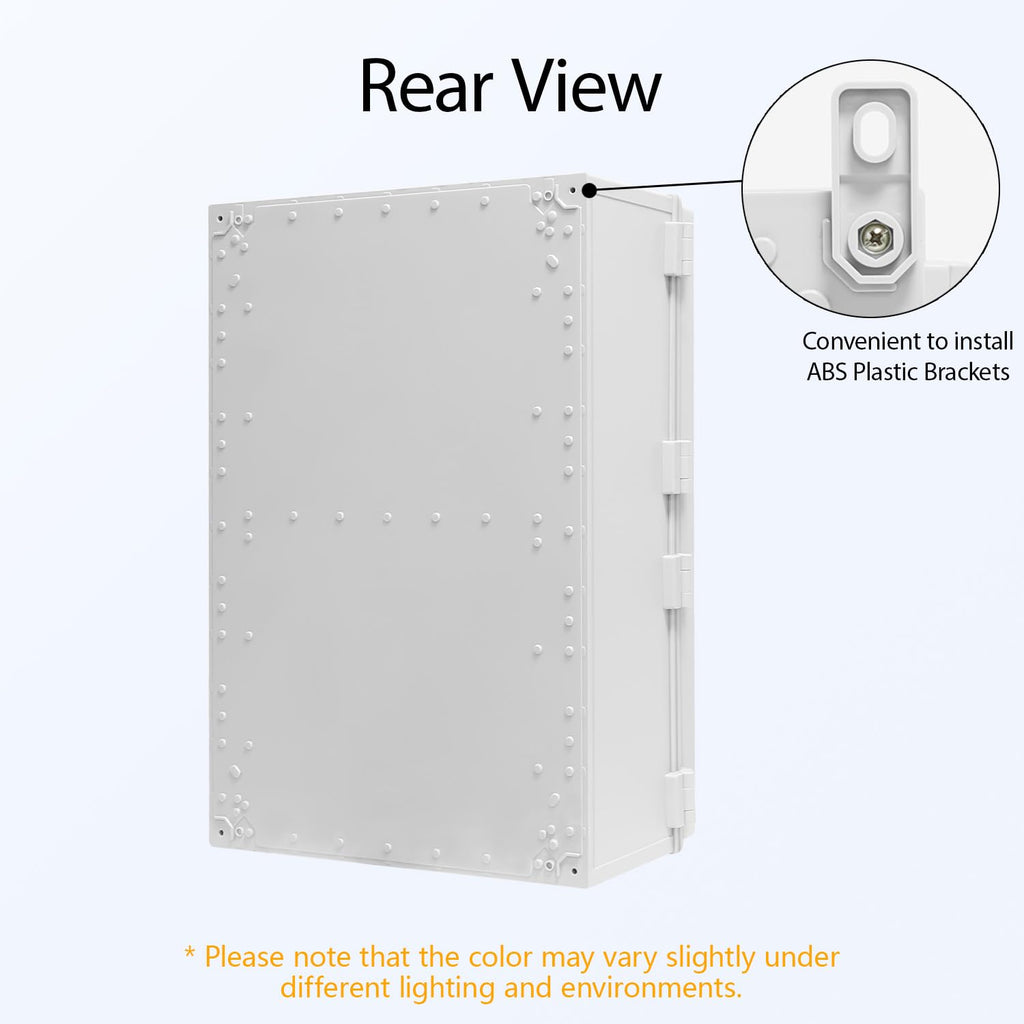 Electrical Box IP65 Waterproof Dustproof ABS Plastic Enclosure, Outdoor and Indoor Project Box Hinged Cover with Mounting Plate Wall Brackets Outer Dimension 23.6'x 15.7' x 8.7', Grey
