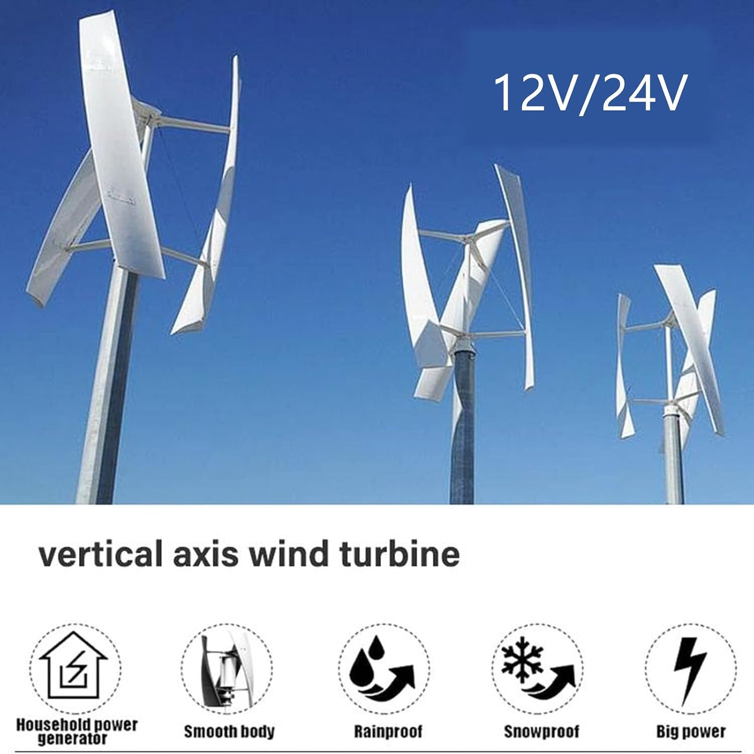 4000W Wind Turbine Generator Vertical Wind Turbine with 3 Blade and Controller Windmill Power Generator for Home Hybrid Wind Solar,24V
