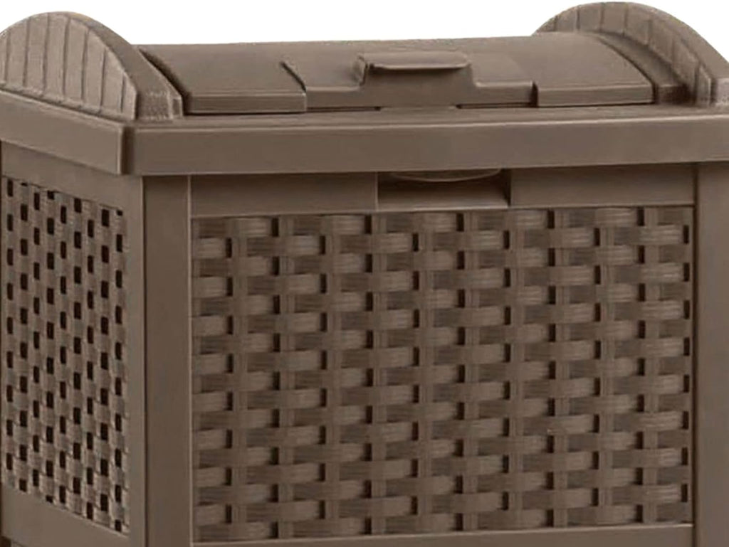 Suncast Trash Hideaway 33 Gallon Resin Wicker Outdoor Garbage Container (4 Pack)