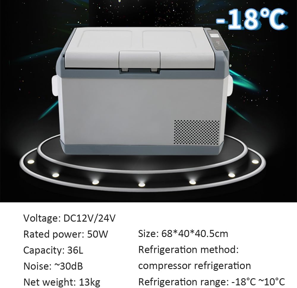 Car Refrigerator 36L Portable Car Fridge Freezer 12/24V Campervan Boat DC Electric Cooler for Camping, Picnic