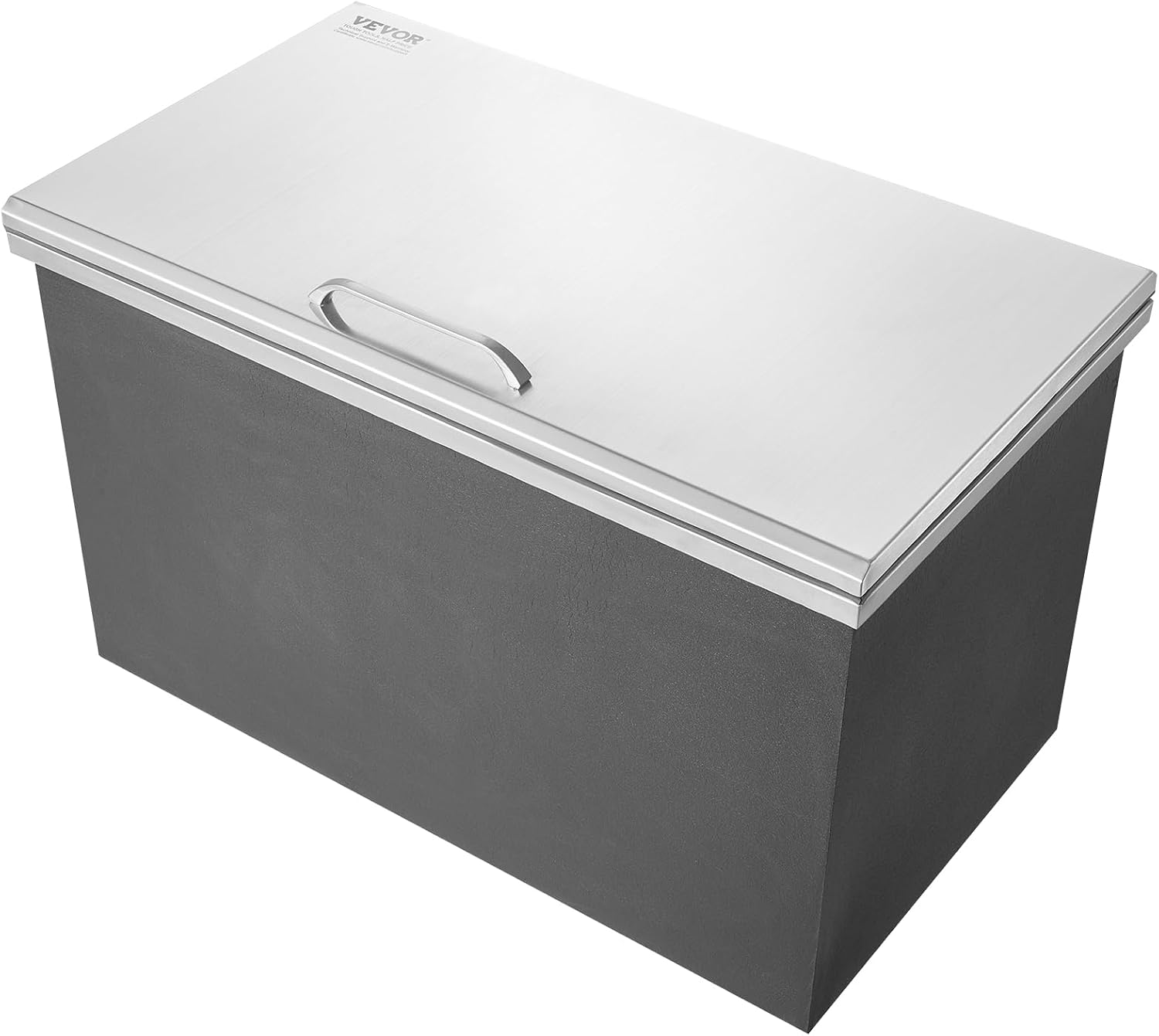 VEVOR Drop in Ice Chest, 24' L x 20' W x 15' H Stainless Steel Ice Cooler, Commercial Ice Bin with Hinged Cover, 40 qt Outdoor Kitchen Ice Bar, Drain-Pipe and Drain Plug Included, for Cold Wine Beer