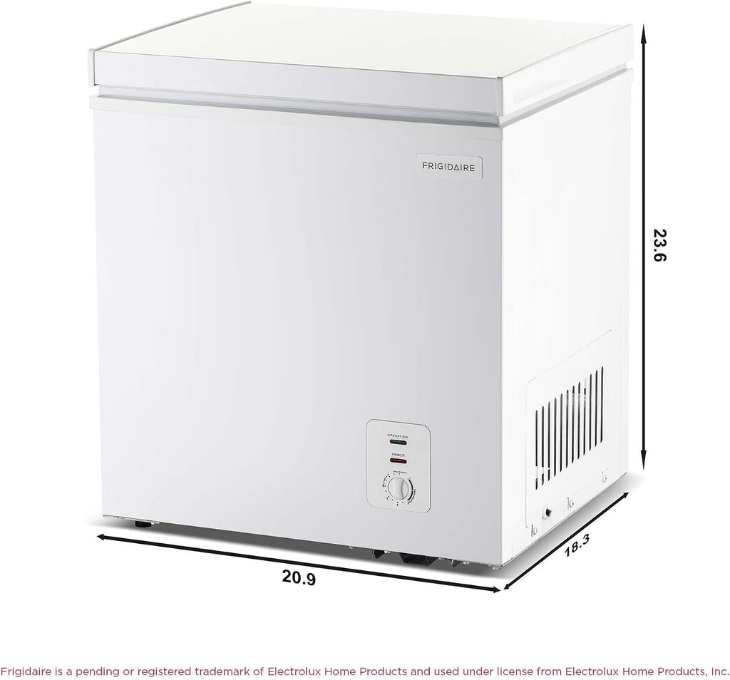 Frigidaire Chest Deep Freezer, 2.0 Cu. Ft. Capacity, Adjustable Thermostat-Removable Vinyl Coated Wire Basket-Easy Defrost Drain- Garage Ready- Pearl White