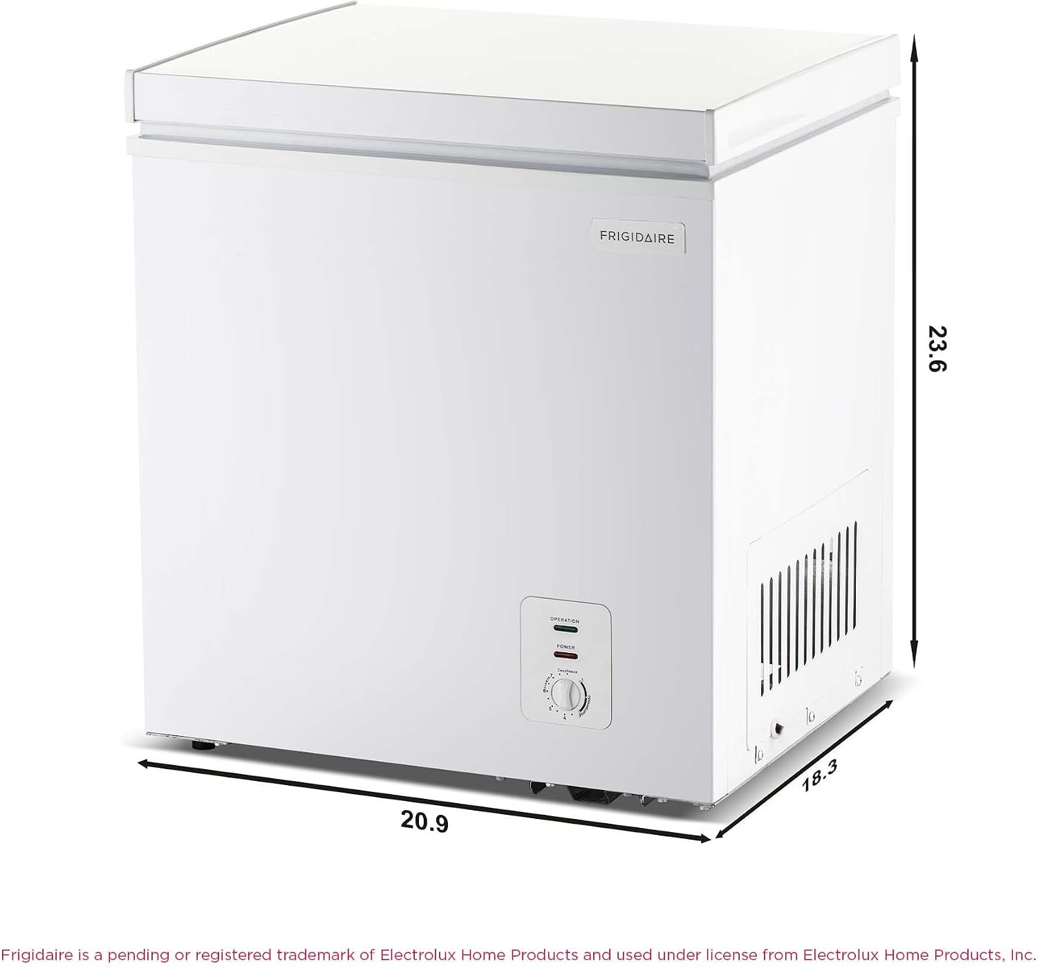 Frigidaire Chest Deep Freezer, 2.0 Cu. Ft. Capacity, Adjustable Thermostat-Removable Vinyl Coated Wire Basket-Easy Defrost Drain- Garage Ready- Pearl White