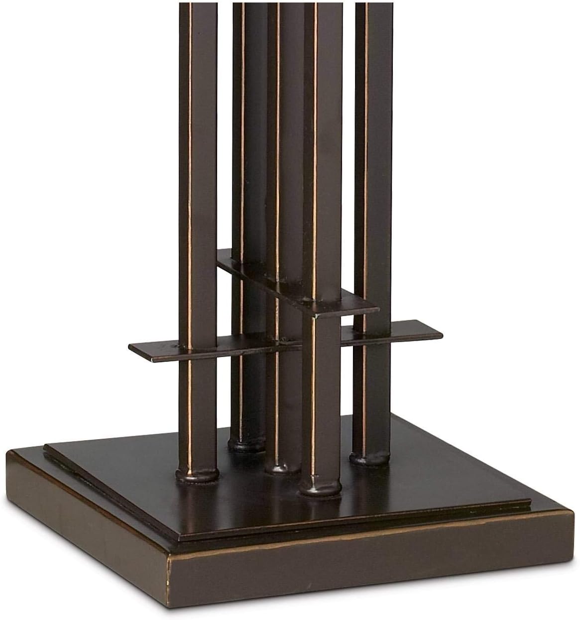 Franklin Iron Works Mission Tiffany Style 3-Way Table Lamp with Table Top Dimmer 26.5' High Bronze Wrought Iron Stained Glass Shade for Living Room Bedroom House Bedside Nightstand Home