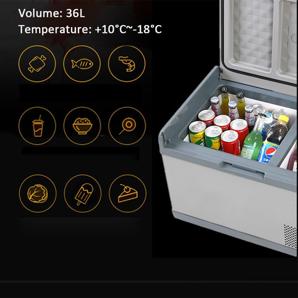 Car Refrigerator 36L Portable Car Fridge Freezer 12/24V Campervan Boat DC Electric Cooler for Camping, Picnic