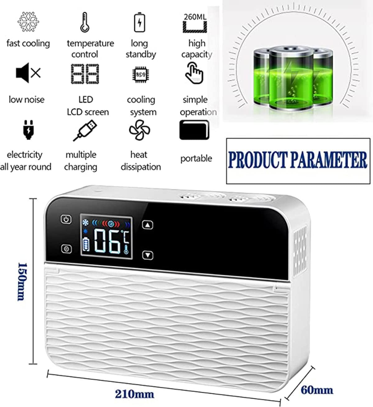 Mini Insulin Cooler Box Electric Insulin Cooler Portable Medicines Fridge Cabinet Small Car Fridge 0-8°C Cool Bag Thermostat for Car Travel Home,1cell