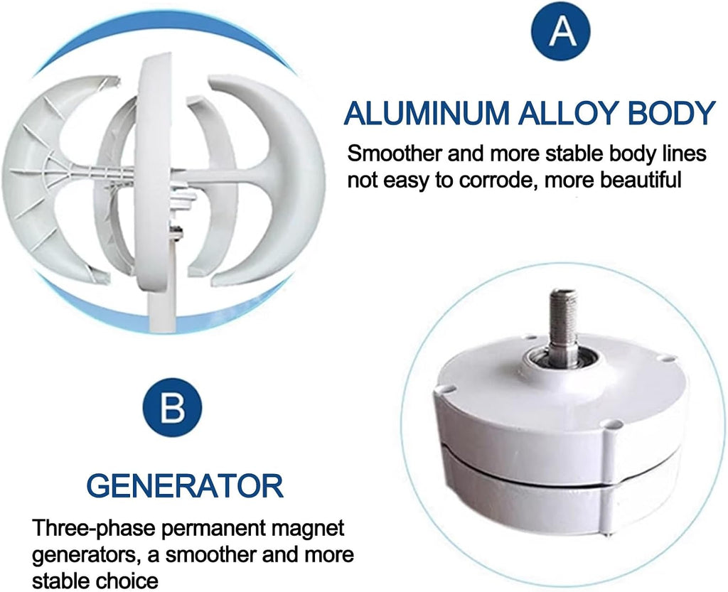 Wind Turbine with Controller, 24v Vertical Axis Wind Turbine Generator, Small Household Lantern Type Windmill Turbine Generator 5 Blades, 400w, 1000w for Home(1000w)