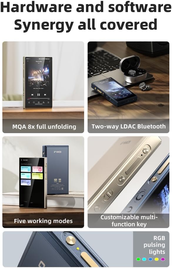 FiiO M21 Android 13 Portable Music Player MP3 Walkman Snapdragon 680 4* CS43198 DAC Chips Hi-Res Audio DSD Bluetooth LDAC (Blue-Black)
