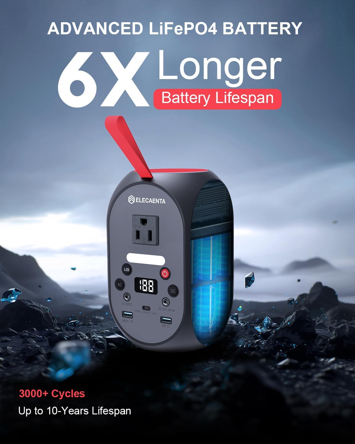 ELECAENTA 99Wh Portable Power Station with 60W Solar Panel Charger, 120W (Peak 200W) LiFePO4 Battery Bank Backup, Small Solar Generator for Outdoors Camping Travel Hunting Blackout Home Use