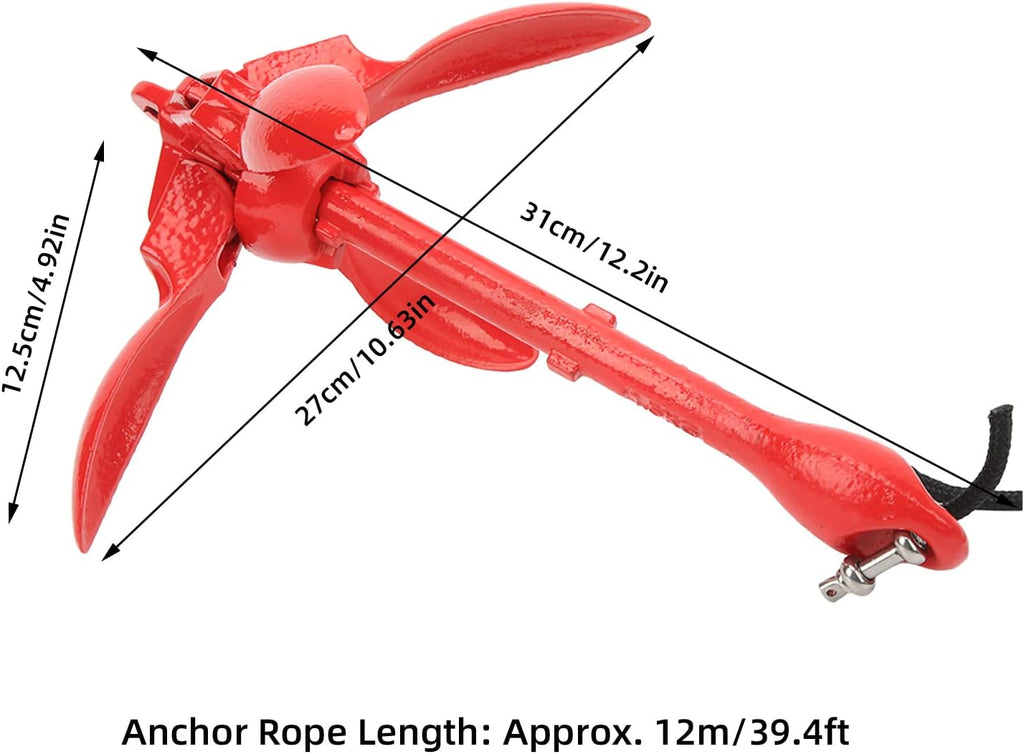 Kayak Anchor, Small Boat Anchor Kit Marine, Lightweight Compact Folding Grapnel Anchor with 39.4ft Tow Rope Carrying Bag for Fishing Kayak Paddle Board Canoe Jet Ski
