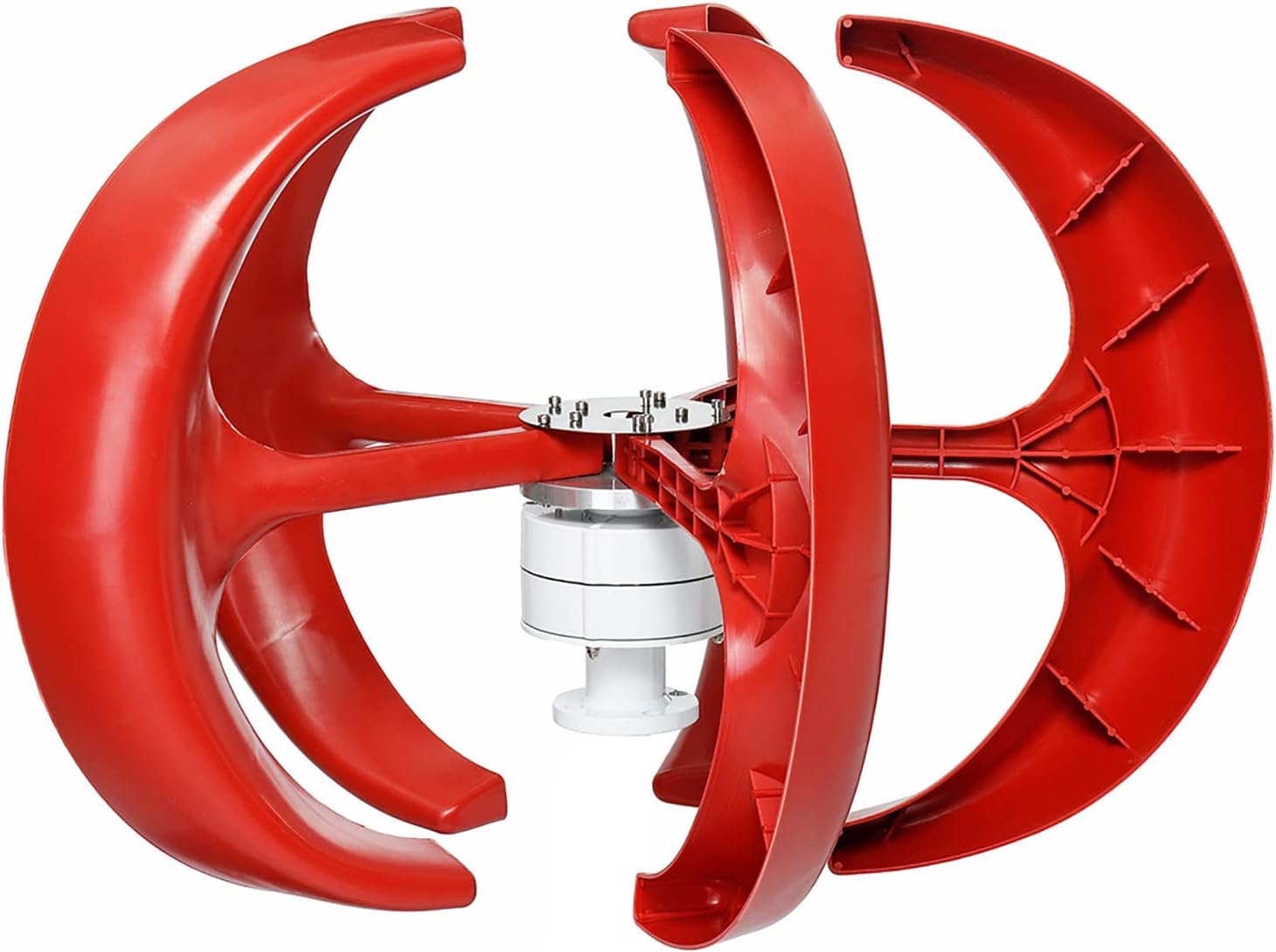 12V/24V 5 Blades Lantern Wind Turbine Generator 3000W Vertical Windmill Wind Generator Permanent Magnet Generator with Controller for Home/Terrace (Red)