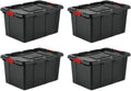Sterilite 8-Pack Industrial Tote, Plastic Storage Bins with Lids, 27 Gallon, Black - Heavy-Duty Organizing Containers for Closet, Bathroom, and Office