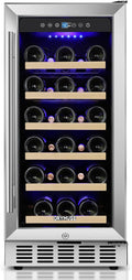 ORYMUSE 15 Inch Wine Cooler Under Counter, 30 Bottle Wine Fridge with Stainless Steel Glass Door, Built-In or Freestanding Wine Cellar with Removable Shelves and Digital Temperature Control