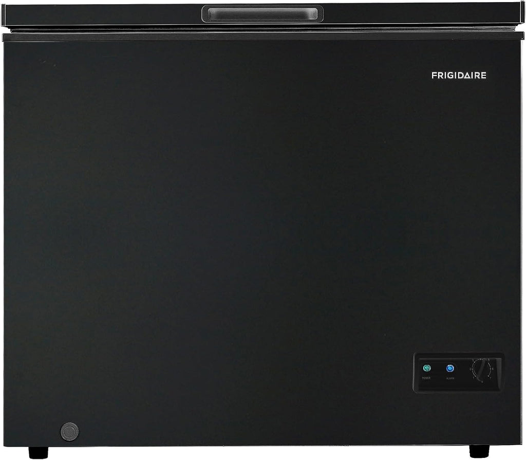 FRIGIDAIRE EFRF7003-BLACK Chest Deep Freezer, 7 Cu. Ft, Black Adjustable Thermostat-Removable Vinyl Coated Wire Basket-Easy Defrost Drain