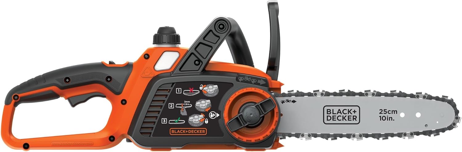 BLACK+DECKER 20V MAX Chain Saw Cordless Chainsaw, 10-Inch Battery Chainsaw, Tool Only, for Wood Cutting and Tree Pruning, Includes Guide Bar Scabbard (LCS1020B)