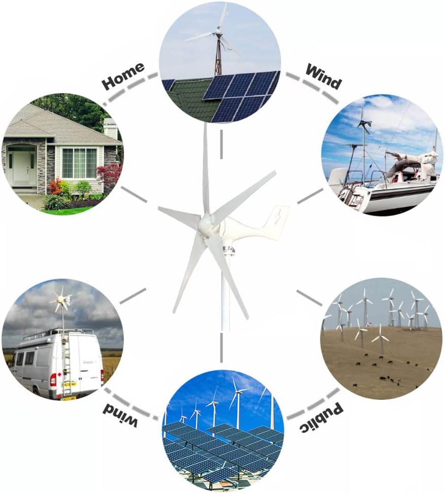 Wind Turbine Generator Kit 3000W with 5 Blade Vertical Axis Wind Generator Kit with Controller for Marine Home Garden Boat Marine Street Lighting System,24v