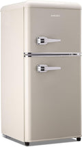 Anukis Mini Fridge with Freezer 3.2 Cu Ft 2 Door Compact Refrigerator for Apartment, Dorm, Office, Family, Basement, Garage - Retro Cream