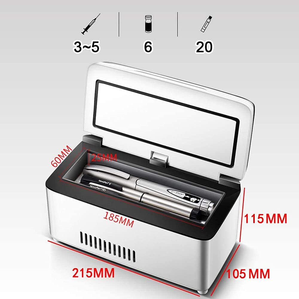 Insulin Cooler Box Mini Electric Insulin Cooler Portable Medicine Fridge Small Car Fridge 0-18℃ Cooler Bag Thermostat for Car Travel Home,Battery×1
