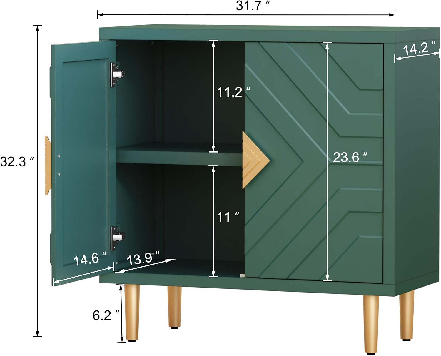 HLR Sideboard Storage Cabinet with 2 Doors, Accent Cabinet with Decorative Embossed Pattern Doors, Sideboard Buffet for Living Room, Kitchen, Dining Room, Hallway