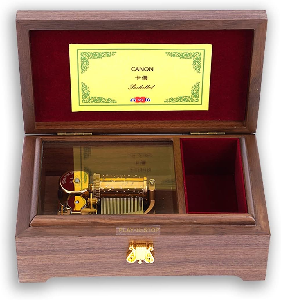 BinkeGG Play [ Howl's M0ving Castle (Merry Go Round of Life) ] 30 Note High Class Walnut Wooden Wind up Music Box Jewelry Box with Sankyo Music Box Movement