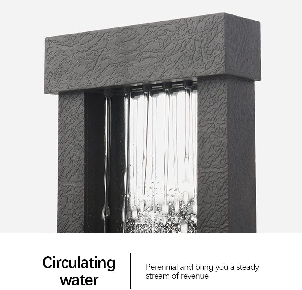 Tabletop Water Fountain LED Tabletop Fountain Indoor Flowing Water Waterfall Fountain Lighting Tabletop Fountain with Stones Desktop Fountain (Color : A)