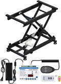 DIHOOL Electric Scissor Lift Table, 350Lbs Capacity, 7.68'-26.77' Height Adjustable Lifting Platform, Super Quiet with Remote & WiFi Control, Obstruction Detection, AC/DC Power for Home/Industrial Use