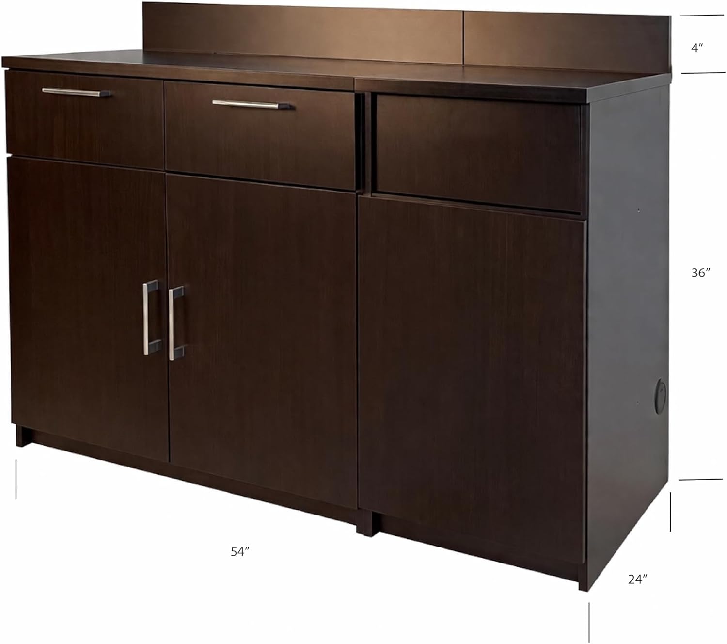 BREAKtime Breakroom Cabinet with Trash Bin Storage, Office Coffee Station Cabinet, Commercial-Grade, Fully Assembled, 54' W x 24' D x 36' H, Trash Bin Included, Appliances Not Included