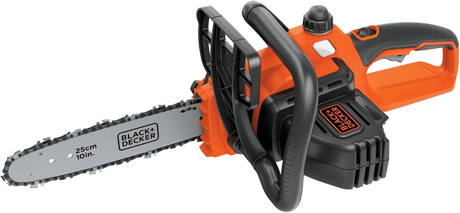 BLACK+DECKER 20V MAX Chain Saw Cordless Chainsaw, 10-Inch Battery Chainsaw, Tool Only, for Wood Cutting and Tree Pruning, Includes Guide Bar Scabbard (LCS1020B)