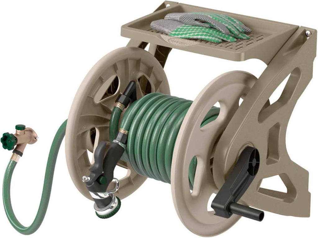 Suncast 175 Foot Slide Trak Garden Hose Handler Wall Mounted Hose Reel (2 Pack)