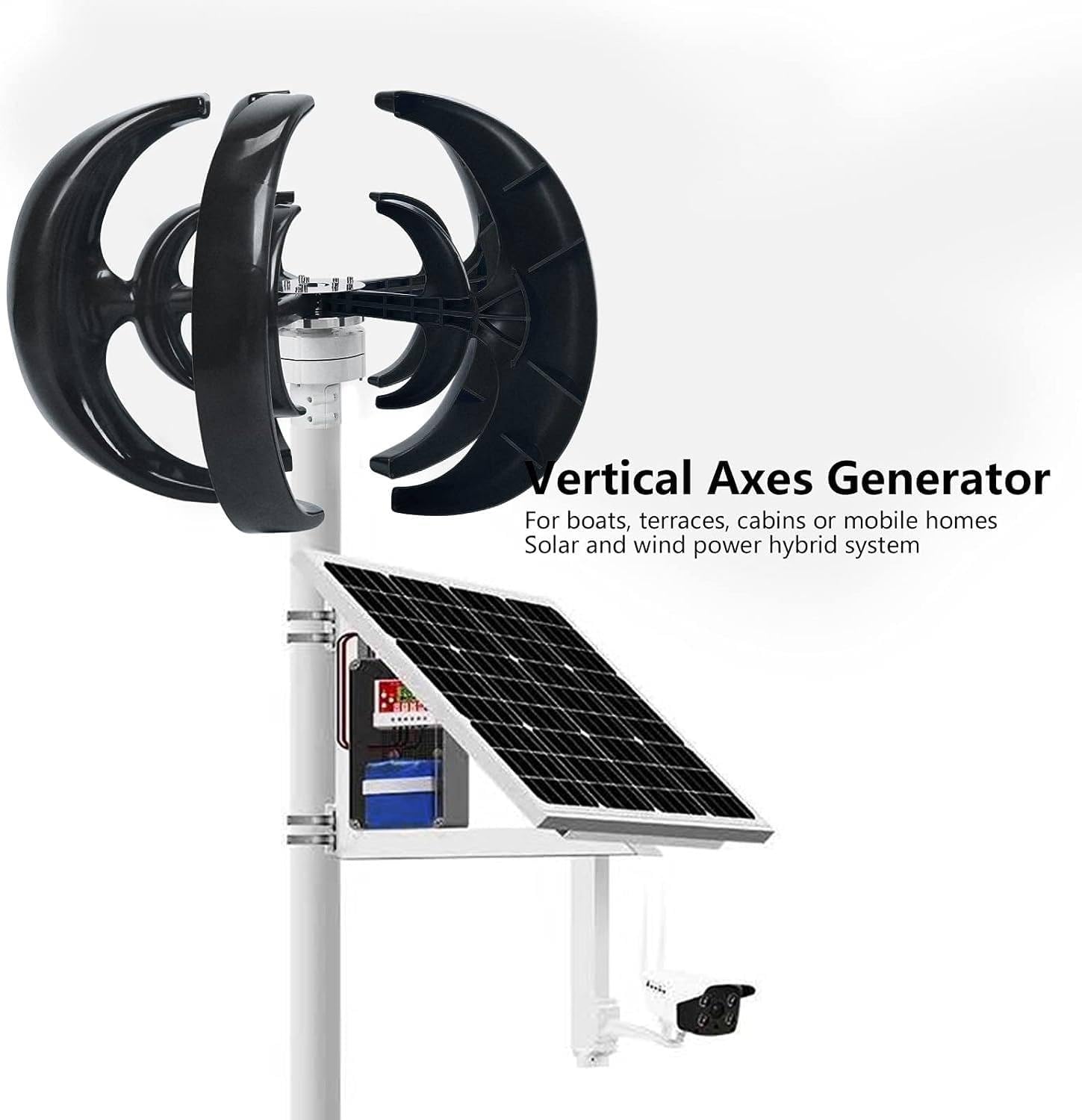 Wind Turbine Generator, Vertical Axis Wind Turbine, New 1000W 12V 24V Vertical Wind Turbine Magnetic Levitation Upright Wind Generator for Home Ship,24V-Black