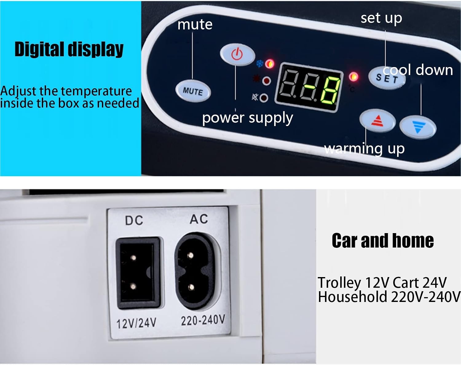 Car Refrigerator 12 Litre Mini Fridge DC 12/24V -AC 220-10℃ to 65 ℃ Temperature Adjustable Portable Driving Freezer Office Electric Cool Box for Kitchen Boat Picnic (Color : White, Size : 12L)