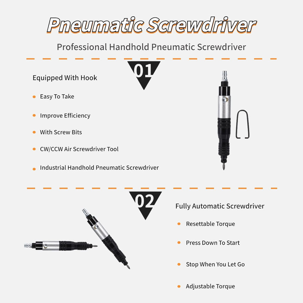 Industrial Pneumatic Screwdriver,Professional Handhold Pneumatic Screwdriver,Lightweight Portable Pneumatic Screwdriver,1200Rpm Cw/Ccw Air Screwdriver Tool,For Fastening And Dismantling Of Screws.