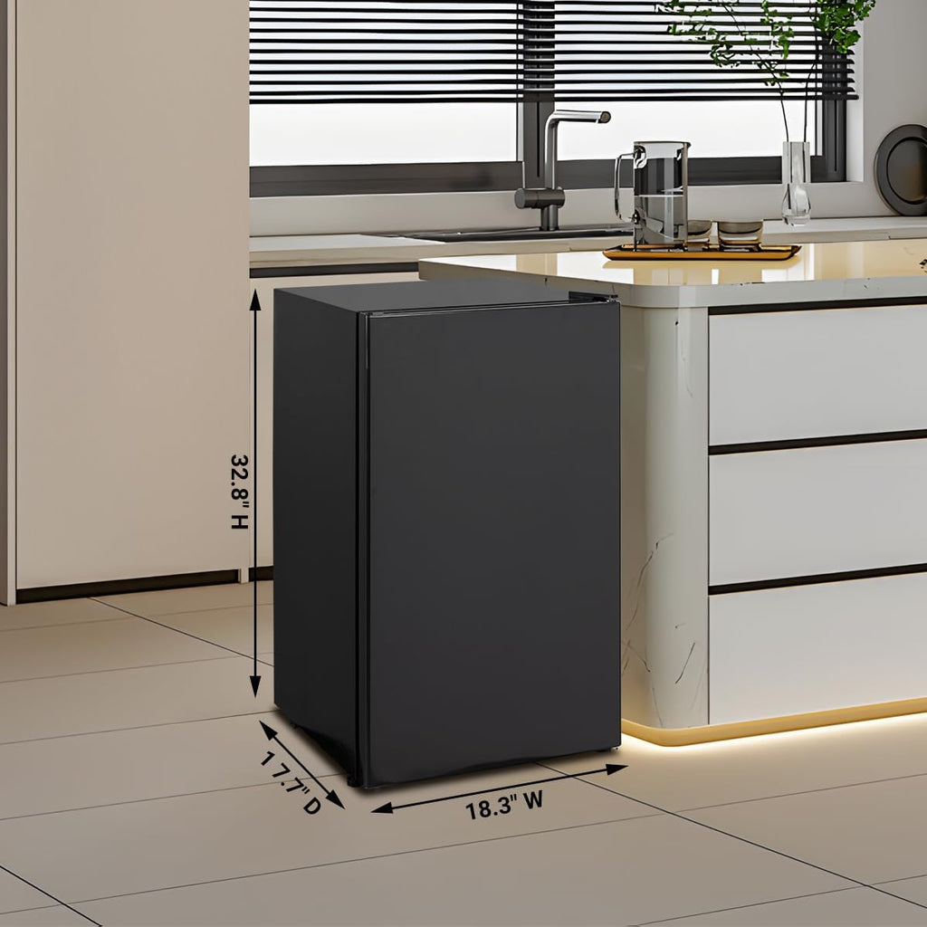 3.2 Cu.Ft Mini Fridge for Bedroom, Small Refrigerator with Single Door & 7 Level Adjustable Thermostat, Mini Fridge for Office, Dorm, Apartment, Black