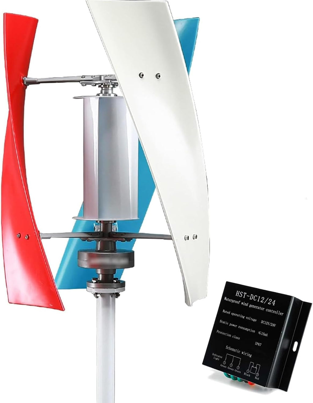 3000W Wind Turbine Generator Kit - 12V/24V Vertical Wind Power System with Charge Controller, 3-Phase AC Permanent Magnet Generator for Home, RV, Boat & Marine Energy Solutions