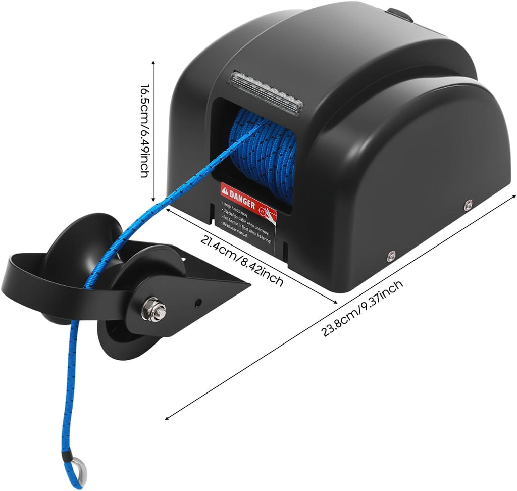 OUKANING Boat Electric Anchor Winch, Anchors Up to 25/35/45 LBS, 12-Volt DC Boat Anchor Wench with Wireless Remote Control, High-Efficiency Marine Saltwater Anchor Windlass Kit Includes 100-feet Rope