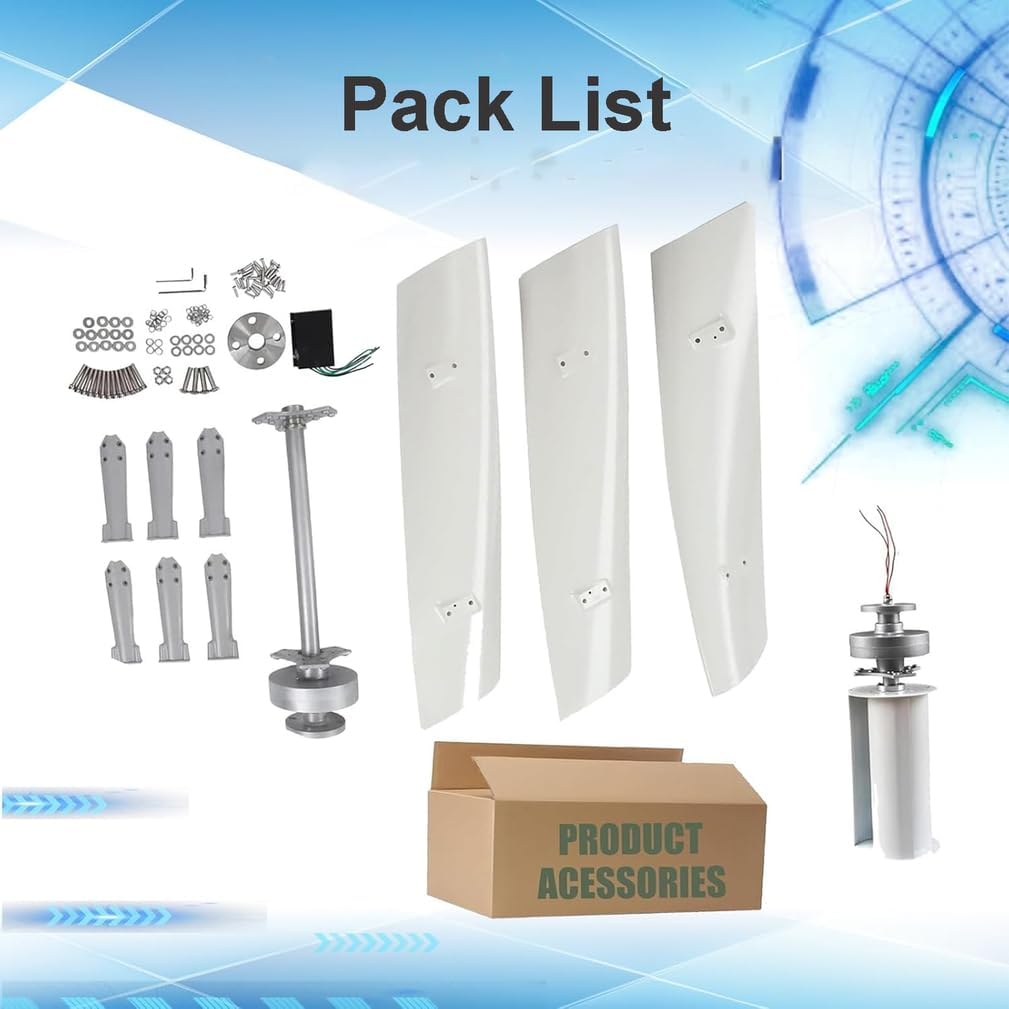 Windmill Wind Turbine Generator, 100W Portable Vertical Helix Wind Power Turbine Generator with Controller, 3 Blade Wind Generator Kit for Home Energy Supplementation,White,24V