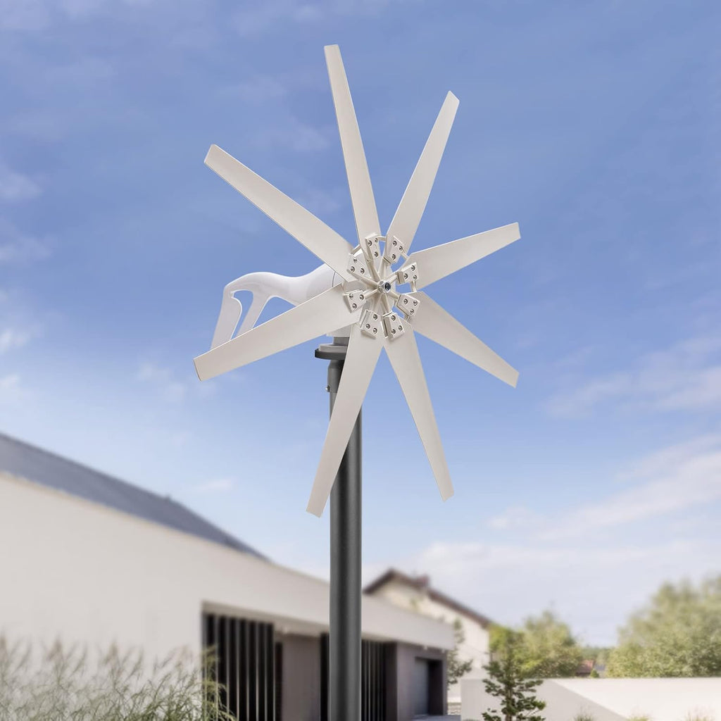 Wind Turbine Generator Kit 600W 12V w/8 Blade, Wind Generator Kit w/Charge Controller, Wind Power Generator for Marine, Home, Windmill Generator Suit for Hybrid Solar Wind System