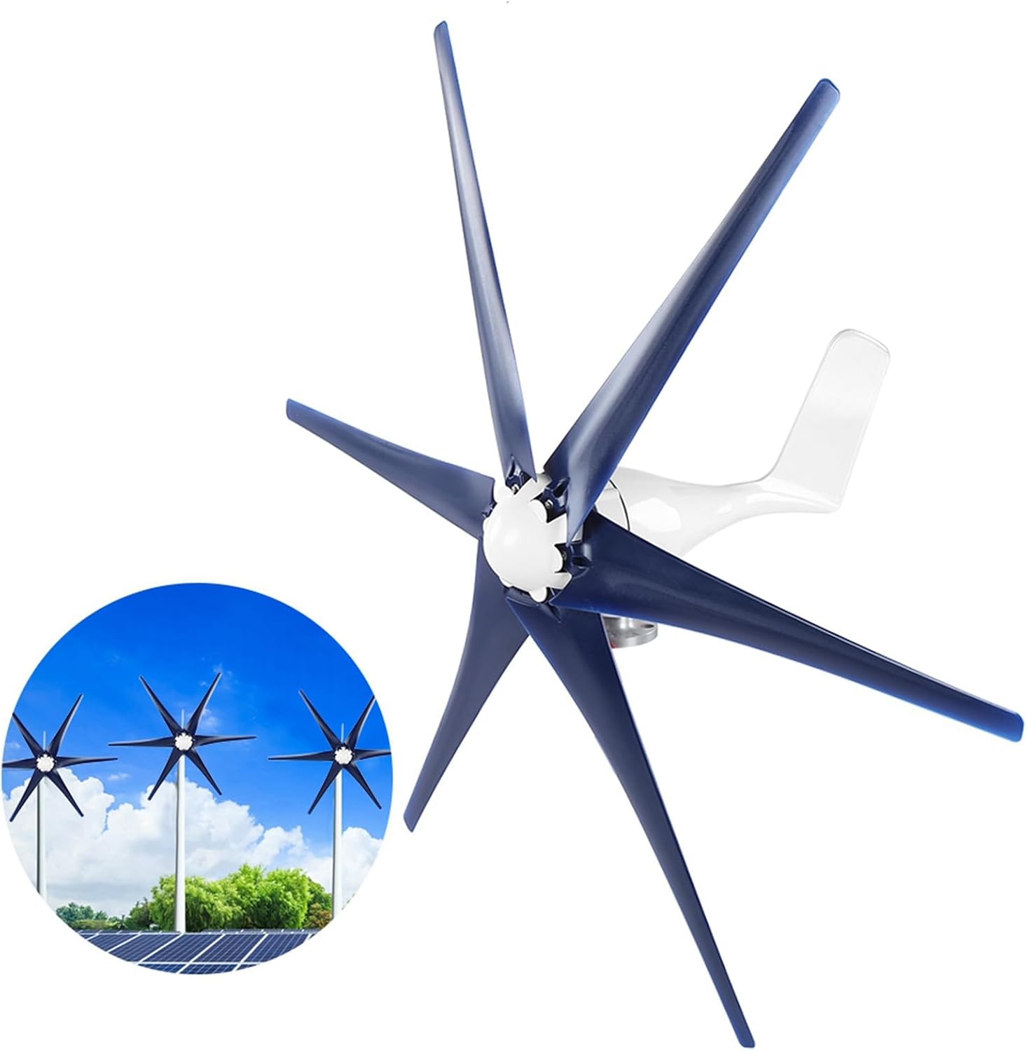 ViaGasaFamido 800W Wind Turbine Generator Kit 12V 24V 48V 6 Blade Windmill System for Home Off Grid Power Boats Cabins Terraces with Controller Blue 48V