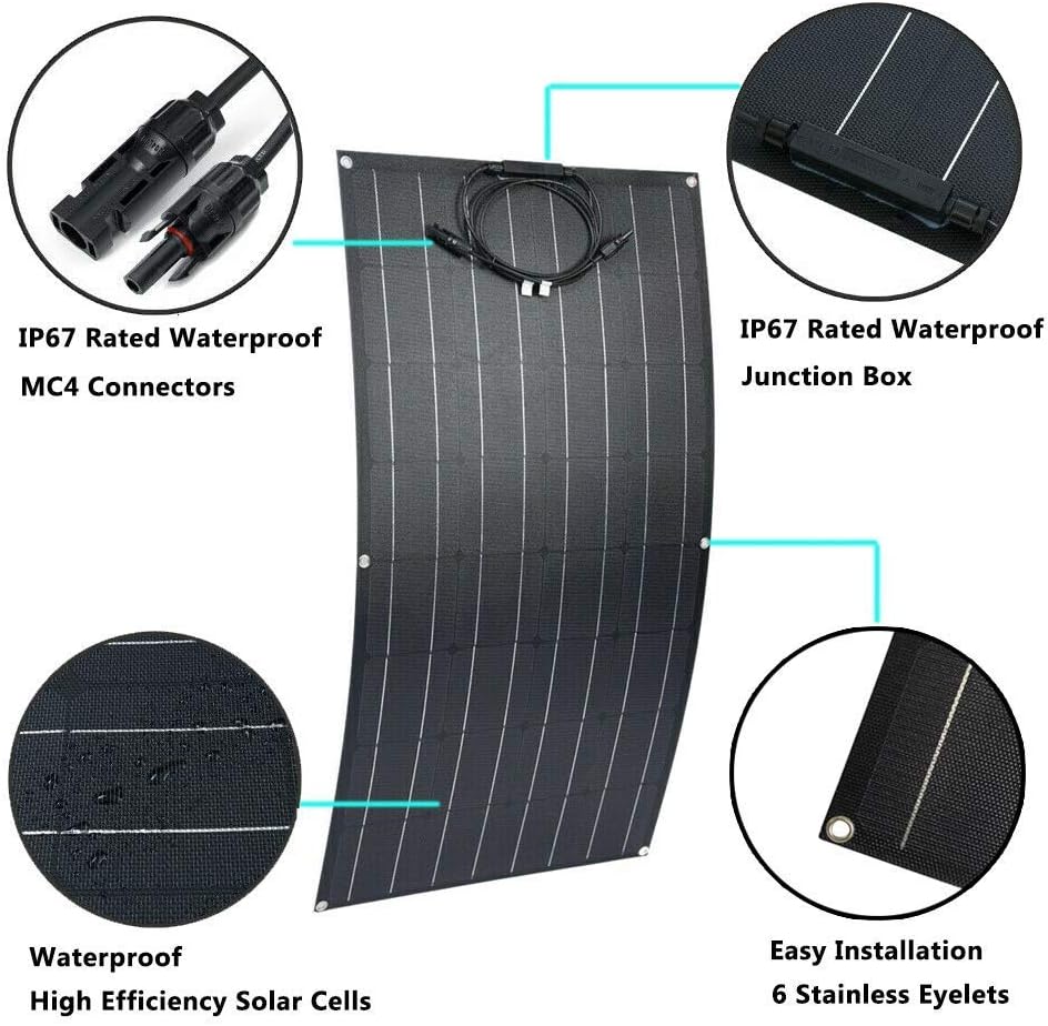 400W Wind Turbine Generator + 100W ETFE Flexible Monocrystalline Solar Panel, 500W Solar Wind Kit Hybrid System for RV Boat Cabin Mobile Home