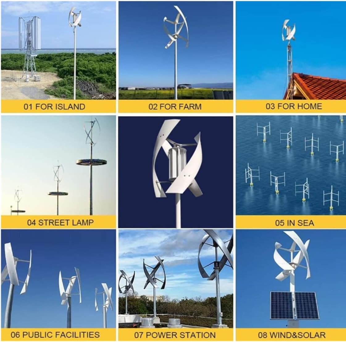 3000W/8000W Wind Turbine Generator Kit,Wind Turbine Vertical Wind Generator Kit Electricity Producer Equipment Home Power Energy Kit,3000W-12V