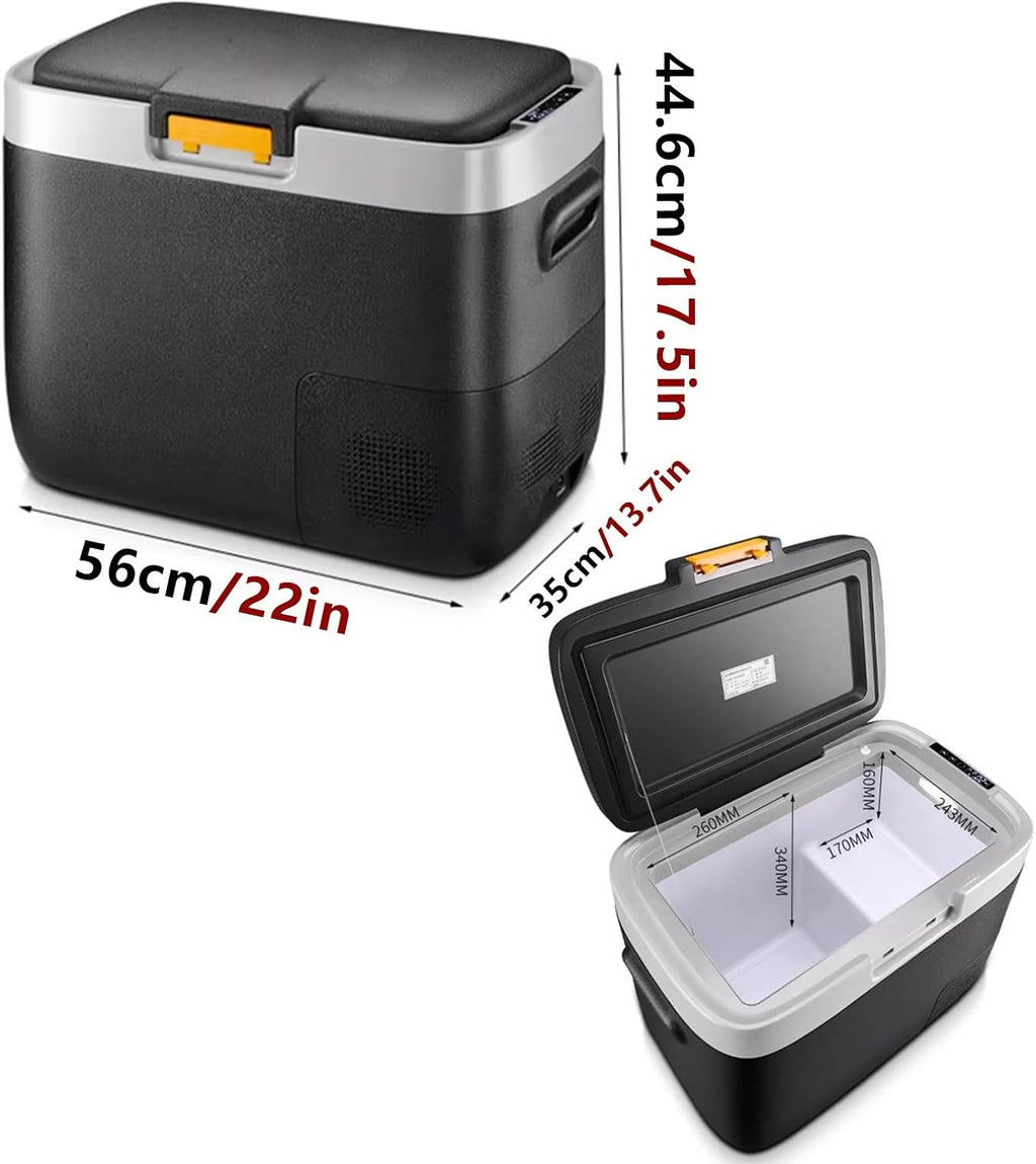 Car Refrigerator Cooler Electric Small Freezer Chest 15/20/30L Zone Design Keypad Display and Light -20°C to 20°C for Camping and Road Trips 12V/24V/220V(56 * 35.3 * 44.6cm)