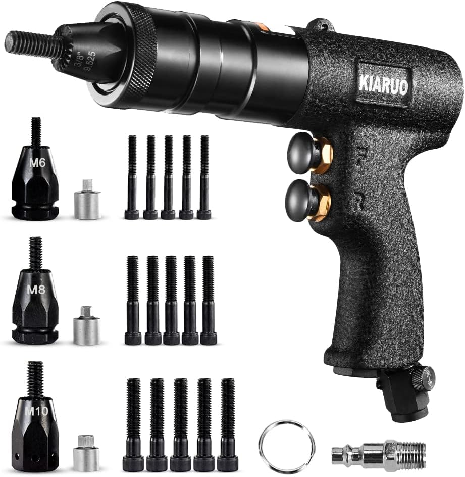 Pneumatic Rivet Nut Gun M6 M8 M10 Metric with Self-locking Head Gun,Industrial Grade Adjustable Speed Pull Rivnut Gun Model:LM07 Button Switch