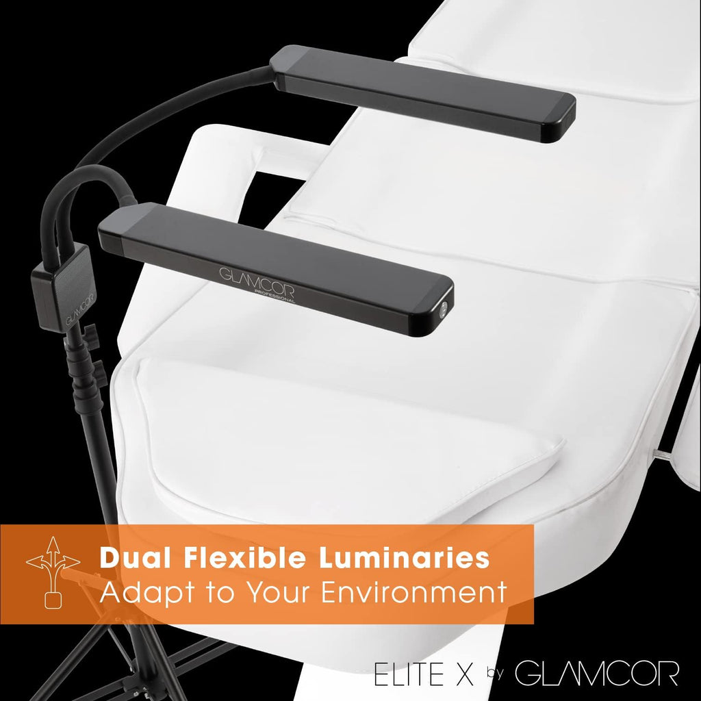 GLAMCOR Elite X Portable LED Lighting Kit for Eyelash Extension, Esthetician, Makeup, Filming & Photography | 5600K Five-Stage Dimming Daylight, with Travel Bag & Tripod (Black)