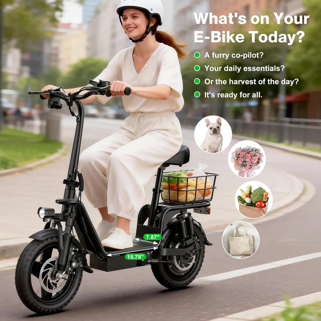 Electric Scooter Adults, 1300W Peak Motor, Electric Scooter with Seat, 48V 13Ah Battery, 14' Tires, 35 Miles Range, 20 MPH, 330 LBS Load, Dual Braking,UL 2272